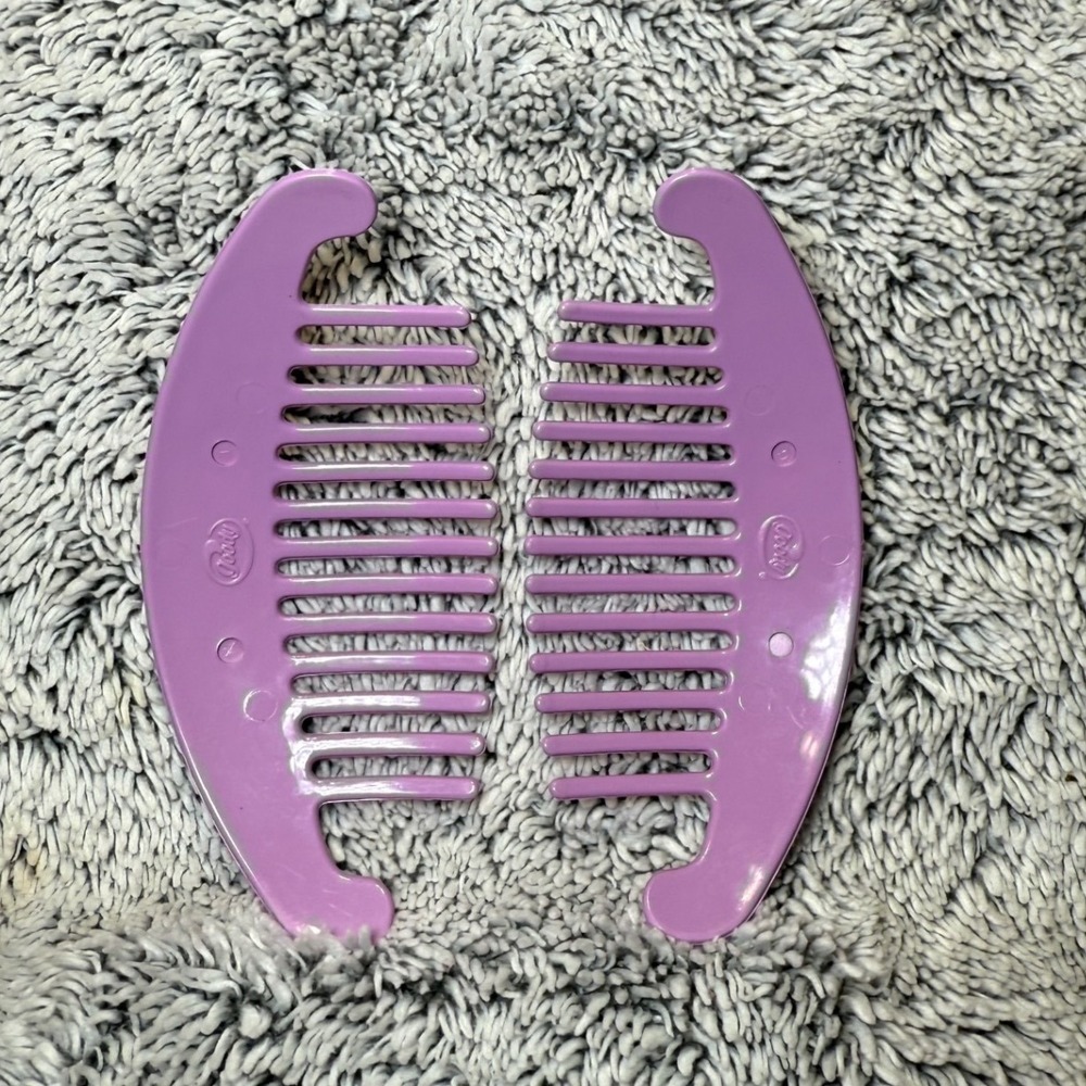 Vintage 80s Goody Tzer Hair Comb Purple Crescent Moon Retro Accessory USA Made - Picture 3 of 4